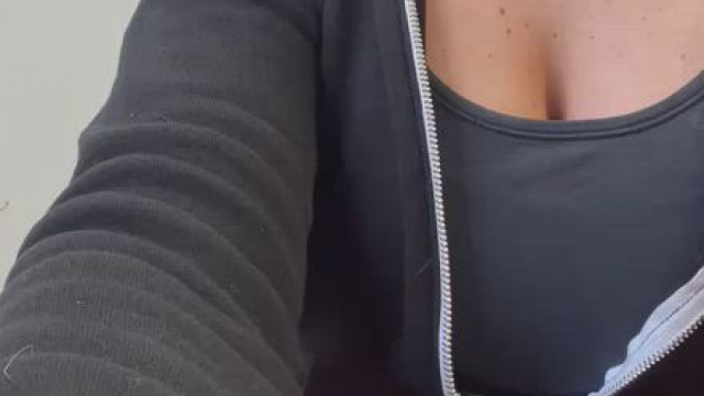 Trying to be quite while I play with sensitive nipples at work! [GIF]