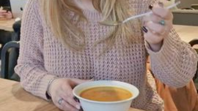 At my corporate eatery. The stress was high, the people were many, but well, to 