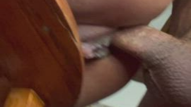 Thick creampie on the kitchen stool