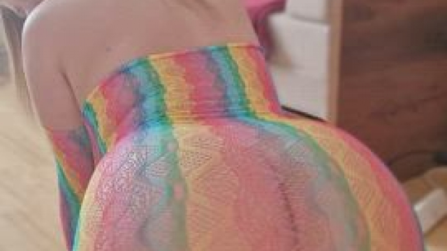 BOOM!!! And magically, in an instant, that rainbow-colored outfit so tightly &qu