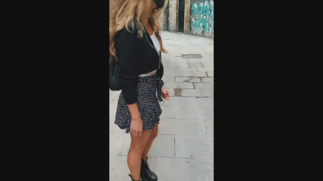 Blonde Beauty showing the goods in town [GIF]