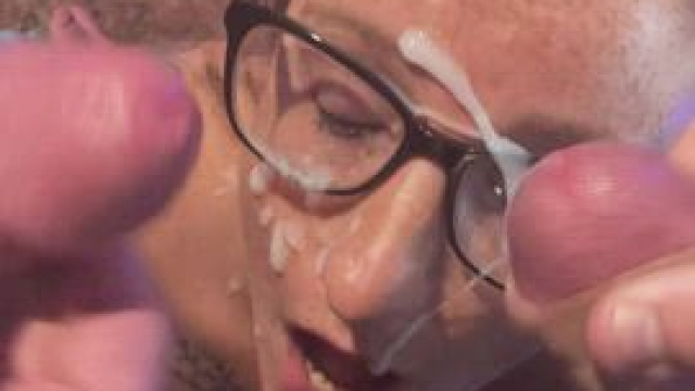 This nerdy housewife loves getting cummed on