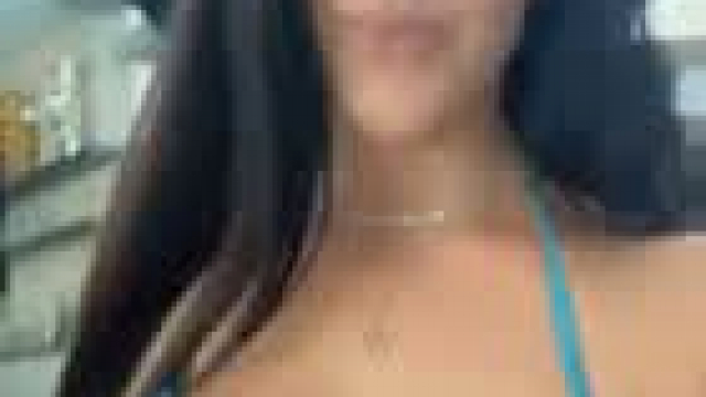 Bouncing in a Blue Brazzers Bikini