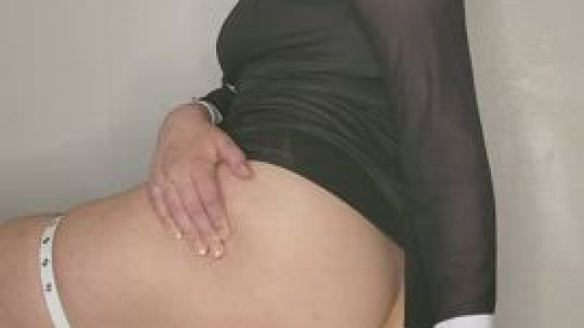 Putting my tail in for my demon-nun costume, Happy Halloween!