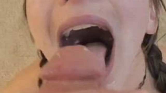 1st shot on my face, the rest down my throat :) Can I be your cum catcher?