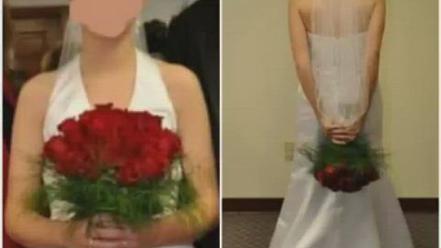 13 years ago, a sweet and innocent bride… no longer the case it seems. Hubby’s d