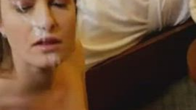 Pierced Nipple Teen Blows A Kiss with Cum in her Eye