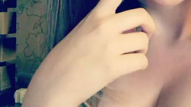 Spurt your cum all over my lips and tits