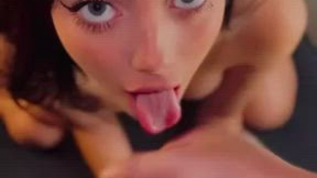Eye contact while cumming on her tongue