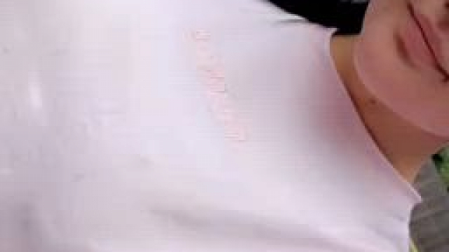 Dropping my big tits in public feels so naughty