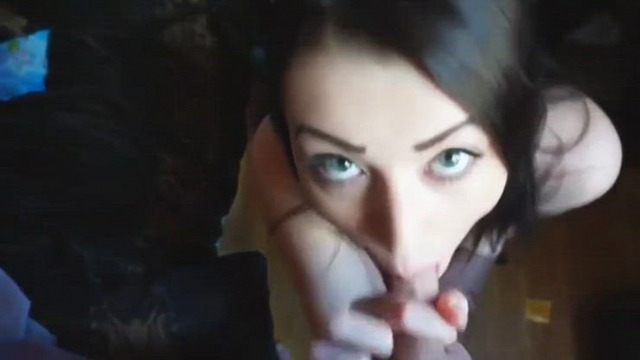 Gorgeous green eyed girl happily takes facial