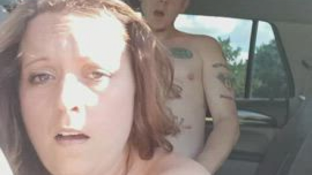 Cumming on daddy's thick penis in the back seat