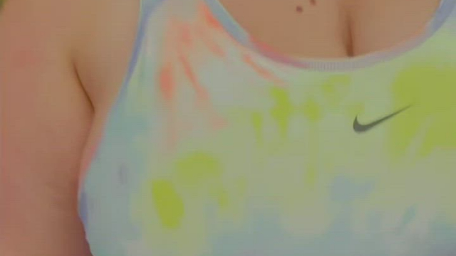 This tight sports bra actually holds them in pretty well, but once I release the