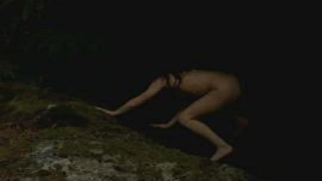 A wild nymph crawling out of her cave to play