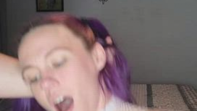 Mouth open and tongue out like the good girl I am