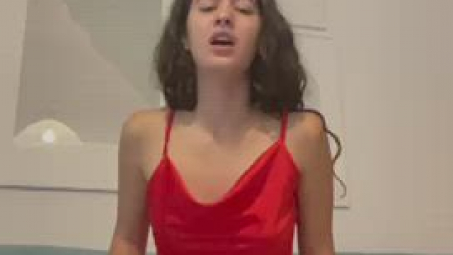 Nice young girl woman rides alone