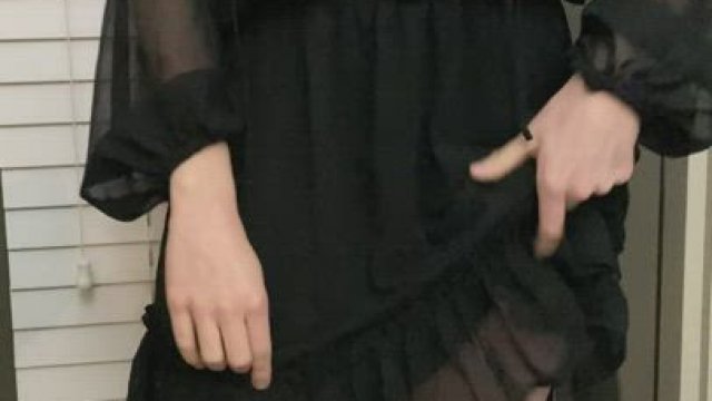 Pulling up my flowy dress to show you what's underneath