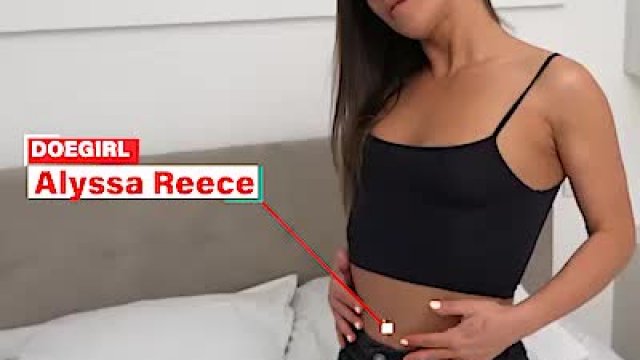 Horny brunette Alyssa plays with her sextoy