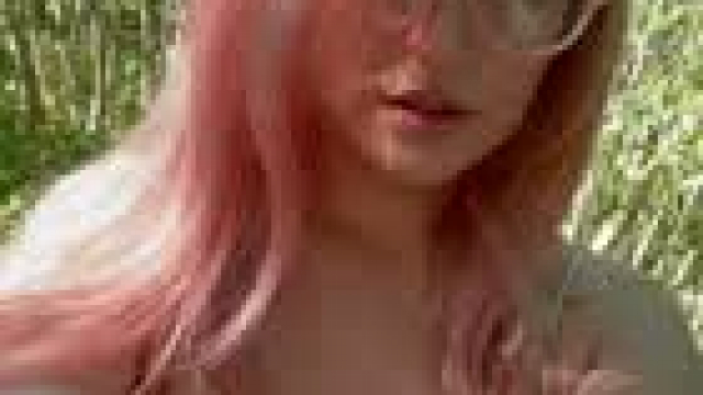 Out for a walk in the woods, in a dress with no bra ??[gif]