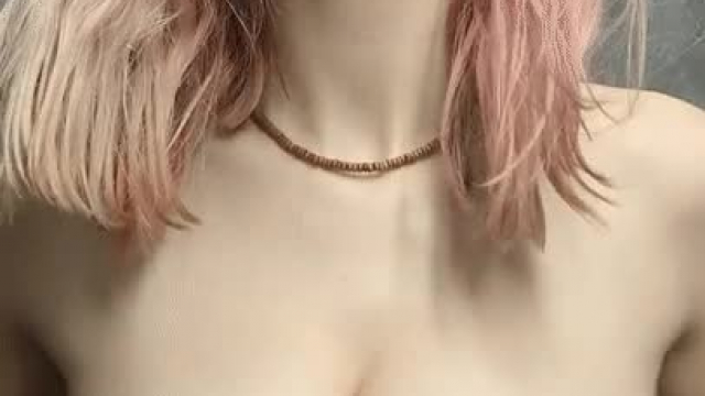 Cute teen with huge natural boobs