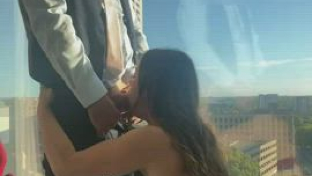 On my knees sucking like a slut!!