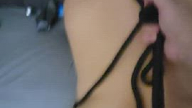 Fucking doggy style using her new toy