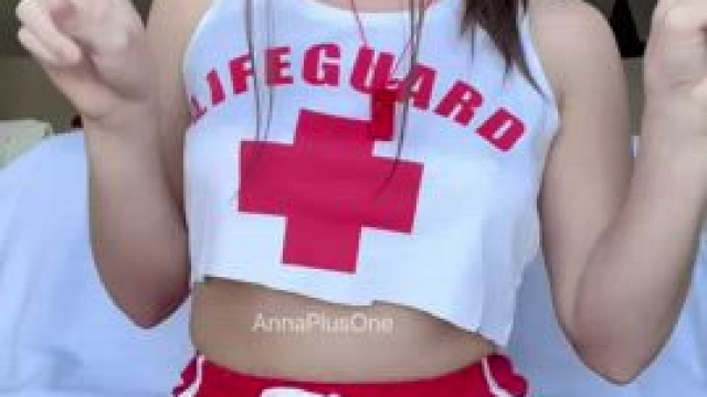 This lifeguard is on titty drop duty