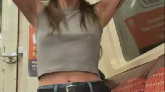 Getting my tits out on the subway [gif]