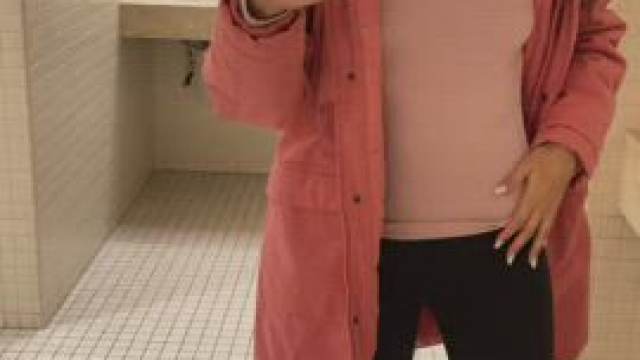 Playing in the public restroom [GIF]