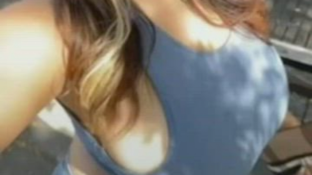 Subtle bounce as she walks down the street