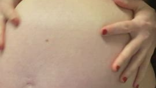 35 weeks. Checkout how hard my nipples get when I touch myself.