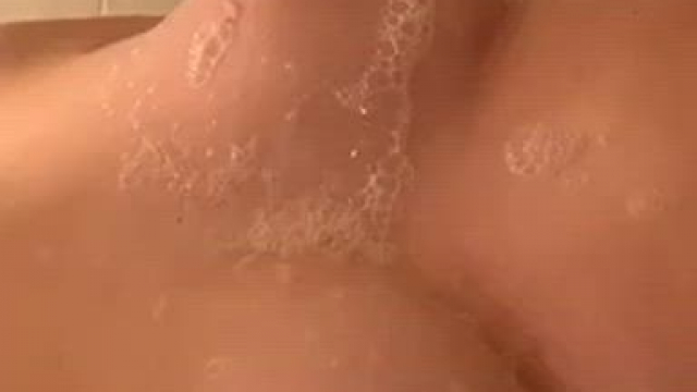Now imagine instead of soap it’s your cum she’s rubbing all over her tits