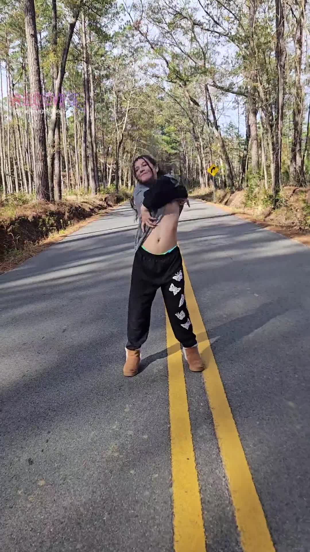 In the middle of the street is a fun spot to stop and get topless XD