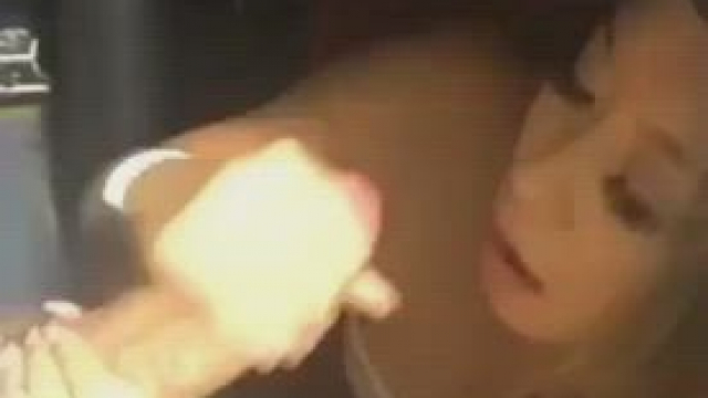 Sexy Asian sucking on a big dick in the parking lot