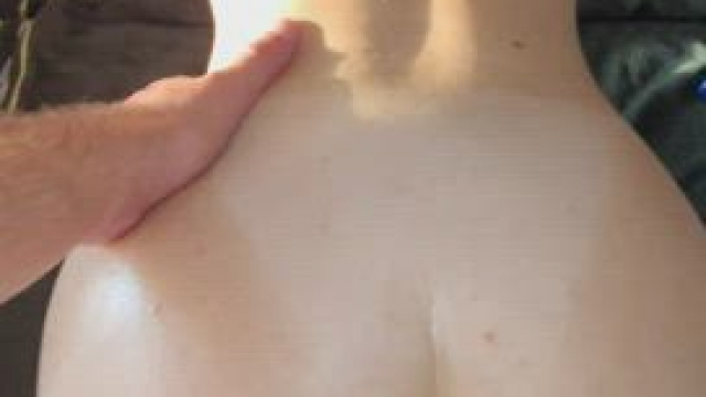 Stretching wide her tight hole