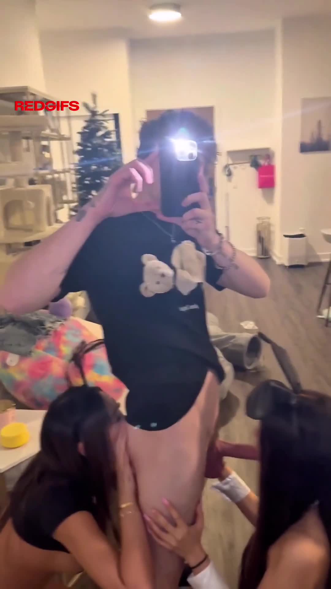 Two Asian bunnies suck and rim white boy at his parents' place