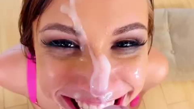 deepthroat, cum in mouth, deepthroat again, big facial