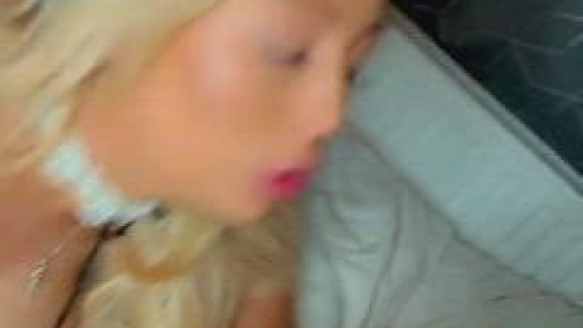 Making my boss cum all over my face when his spouse went out