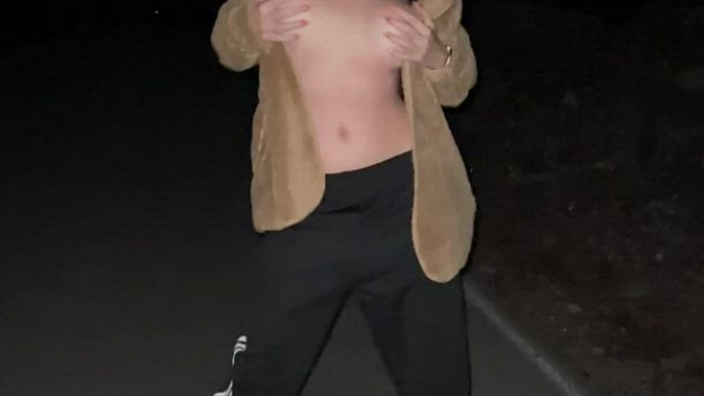 Felt like dancing in the road topless hehe [gif]