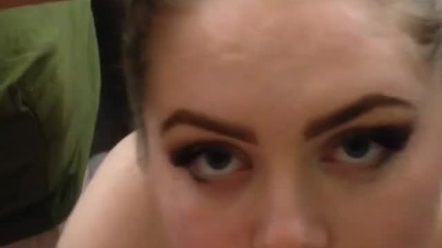 Milking out thick cum all over her own face