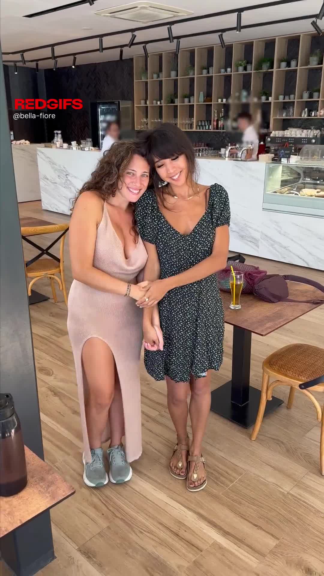 We got dared to take of our clothes in a busy restaurant! [GIF]