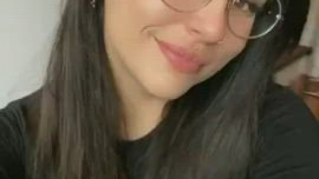 Babe Bouncing Tits Brunette Glasses Nipple Piercing