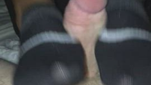 G[f] gives sockjob until muricasj cums on black Nike ankle socks