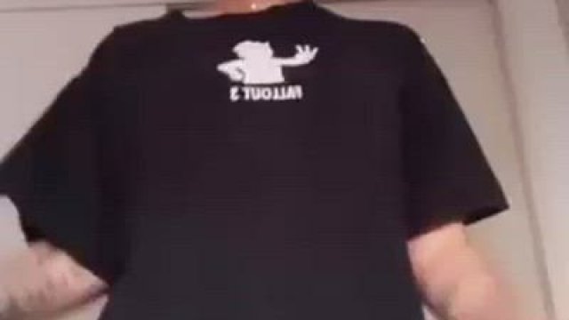 Using a huge shirt without undies