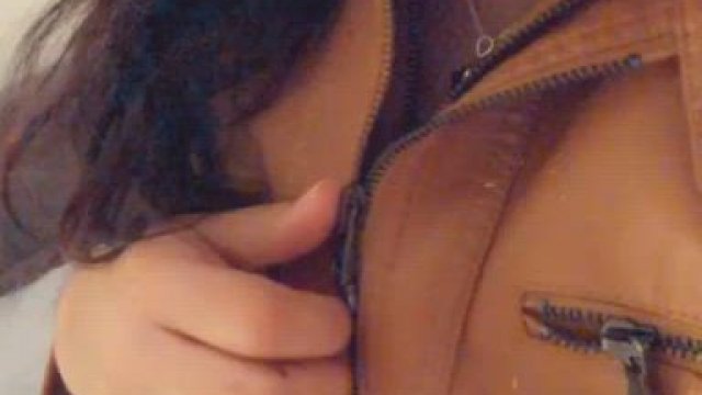 Wouldn't it look great if you my brown pussy in hubby's leather jacket