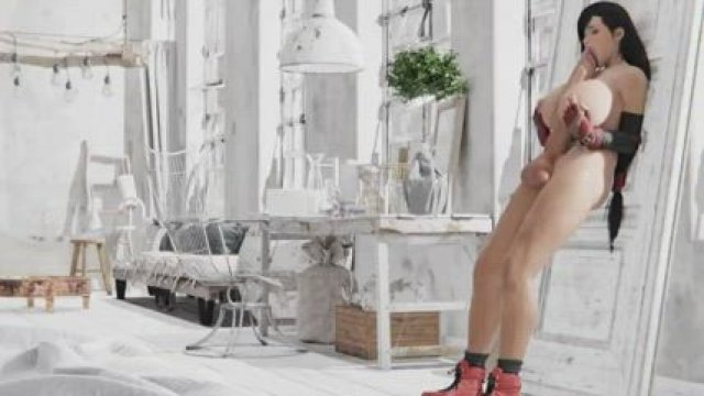 Tifa taking a bath with her own cum