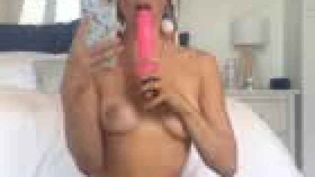 Lovely brunette practicing before pleasing her guy