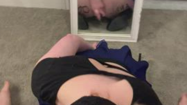 Sucking his dick while I bang my ass