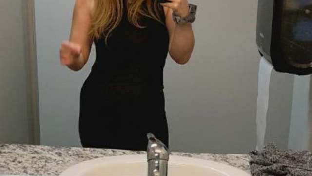 Showing off in the bathroom at work