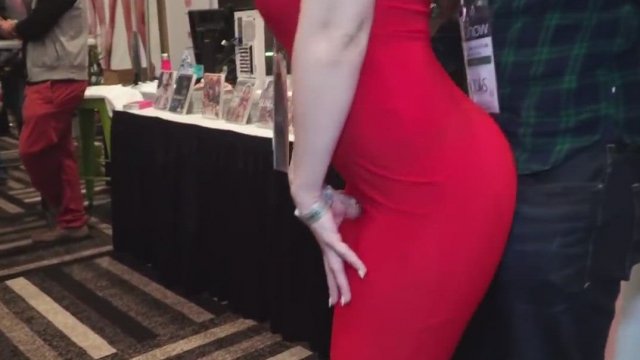 Lena Paul & a very lucky at a porn convention
